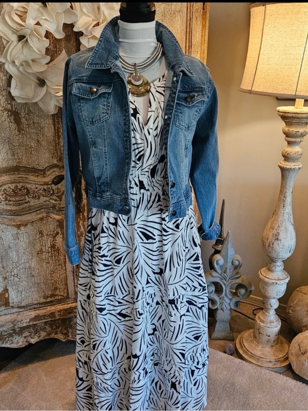 Nicole Miller Blue and White Sleeveless  Maxi Dress NWT